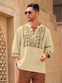 Manfinity RSRT Men's Simple Fashion Casual Long Sleeve Shirt, Everyday Wear