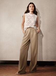 Anewsta Elaire 早春薄款毛衣无袖法式休闲小众钩针背心针织上衣老花款 - 白色 - 查看 3