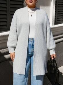 SHEIN LUNE Plus Size Casual Diamond Stripe Pattern Loose Versatile Autumn Cardigan Without Buttonsbusiness Casual Woman,Holiday Outfits,Country Tops