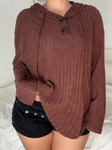 Flirla Plus Size Casual Hooded Loose Stripe T-Shirt