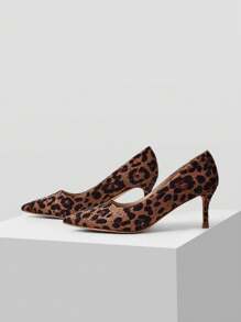 MOTF PREMIUM FASHIONABLE PARTY LEOPARD PRINT RHINESTONE DECORATED WOMEN'S POINTED TOE HIGH HEEL SHOES, VALENTINES