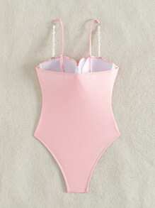 Swim Mod Women's Solid Color Simple Daily Wear One-Piece Camisole Summer - Baby Pink - View 7