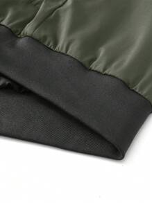 Manfinity Homme Chaqueta de béisbol casual con cuello de cremallera para hombre de talla grande, otoño - verde menta - Ver 4