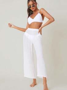 Swim Basics Summer Beach Solid Sheer Beach Pants