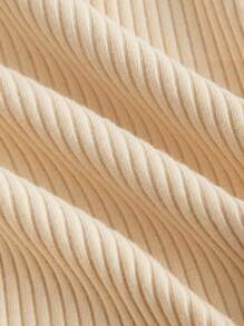 SHEIN MOD Chất rắn Scoop Cổ Đồ đan Ribbed Áo thun - Màu be - Xem 5