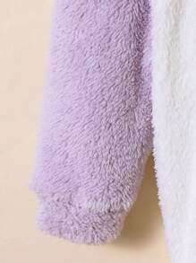 SHEIN Moletom Longo com Capuz Solto de Dois Tons, Moda Jovem Feminina - Azul - Visão 5