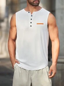 Manfinity Homme Chaleco casual de los hombres con decoración de correa tejida simple