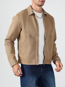 Manfinity Homme Men's Casual Washed Denim Jacket For Autumn