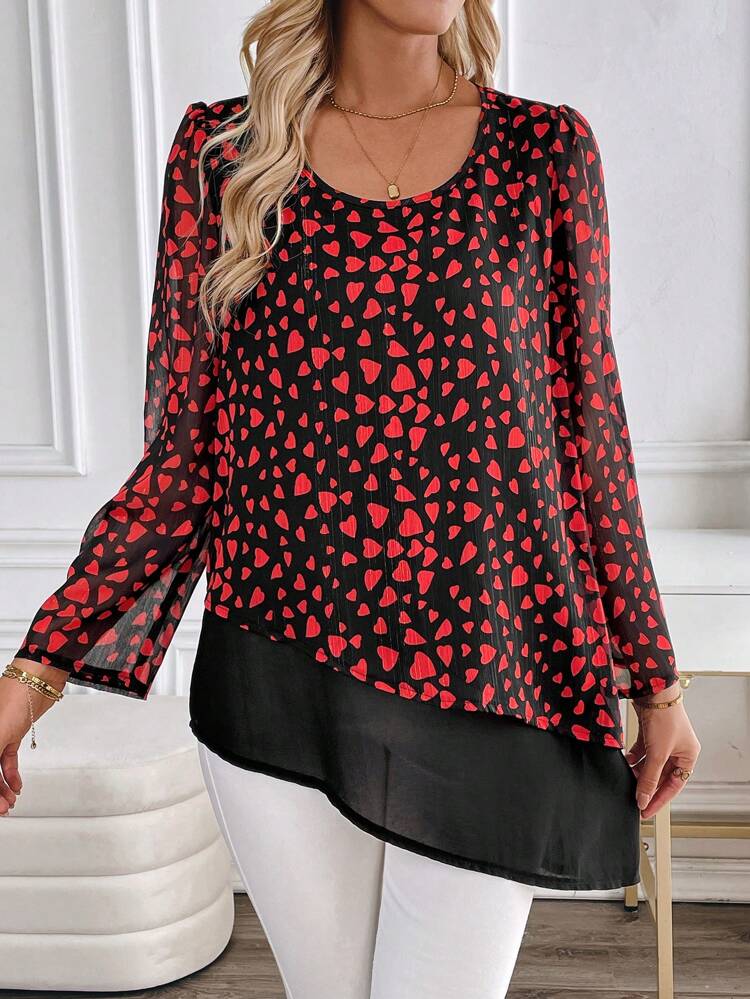Valentines Clothes Women's Simple Fashionable Casual Long Sleeve Blouse, For Everyday Wear