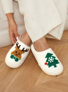 CUCCOO Quty Minimalistische pantoffels met patroondetail voor dames, casual dagelijks gebruik voor de kerst- en nieuwjaarsvakantie, herfst en winter