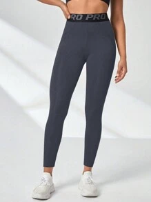 Easithlete 休闲字母带网眼插入紧身裤