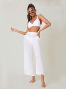 Swim Basics Summer Beach Solid Sheer Beach Pants