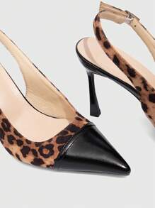 CUCCOO SZL Women's Pointed Toe Sexy Velvet Leopard Pattern High Heel Backless Pumps, Hot Chic Style For Christmas, New Year Party Valentine's Day - Black - View 7