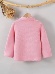 Cardigan Rajut Kancing Ganda Gaya Istana Vintage untuk Anak Perempuan, Sweater Rajut Tebal dengan Kerah Biru - Berwarna merah muda - View 2