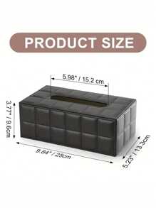 1PC Large Rectangular PU Tissue Box Cover Magnetic Lock Black Grid Pattern Modern Home Decor For Dresser Nightstand Office Car Storage Organizer Minimalist Style - Black - View 6