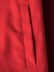 Manfinity VCAY Men's Casual Solid Color Stand Collar Leather Jacket, Autumn - Red - View 5