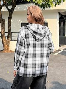 SHEIN EZwear Camisa a cuadros de mujer de talla grande, casual y de moda para uso diario