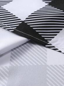 Manfinity Homme Men's Plaid Long Sleeve Single-Breasted Casual Business Shirt, Autumn - Black and White - View 8