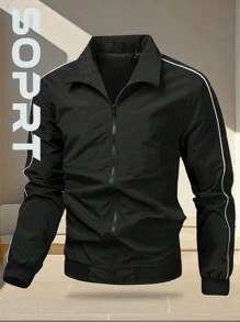 Manfinity Sport Corelite Men's Color Block Trim Casual Sports Jacket Sports Jacket - Black - View 1