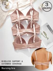 Moonlight&Mama 3pcs Set Maternity Solid Color Spaghetti Strap Camisole Simple Casual Underwear - Apricot - View 5