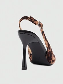 CUCCOO SZL Women's Pointed Toe Sexy Velvet Leopard Pattern High Heel Backless Pumps, Hot Chic Style For Christmas, New Year Party Valentine's Day - Black - View 3