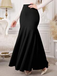 NOVVYNE Váy xòe đuôi cá bó sát cạp cao cho nữ - màu đen - Xem 6