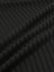 Manfinity Homme 大码男式休闲纯色短袖高尔夫 Polo 衫 - 黑色 - 查看 7