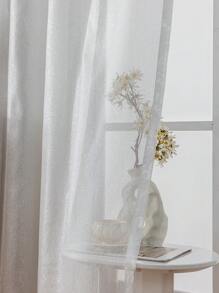 1pc Semi-Transparent Lightweight Shiny Silver Thread Luxury Decorative Voile Curtain,Fall Decor,Autumn Decor,Room Decor - Silver - View 3