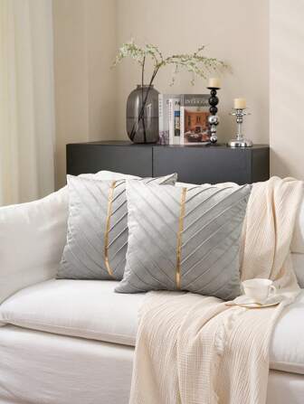 Federa per cuscino in velluto e pelle dorata con strisce diagonali di paillettes, copricuscino quadrato, cuscino decorativo per vacanze e casa, tessuto morbido e confortevole, decorazione moderna per divano, adatto per camera da letto familiare e dormitorio, decorazione autunnale, decorazione per la stanza