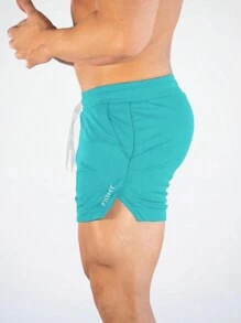 Manfinity Sport Streetwear Men's Solid Color Casual Sports Shorts, Minimalist Fashion For Daily Wear