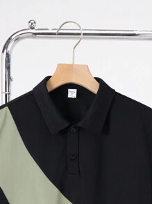 SHEIN 青少年男孩拼色 Polo 衫、工装口袋工装短裤、休闲校园舒适时尚简约百搭柔软舒适，适合日常穿着、上学、旅行、运动等 - 彩色 - 查看 4