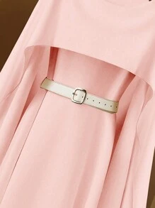 SHEIN Clasi Váy ngắn chui đầu eo chữ A viền màu mơ cho nữ - Hồng - Xem 3
