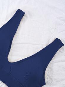 Easithlete Women Plain Ribbed Daily Fitness Sports Bra - Multicolor - View 4