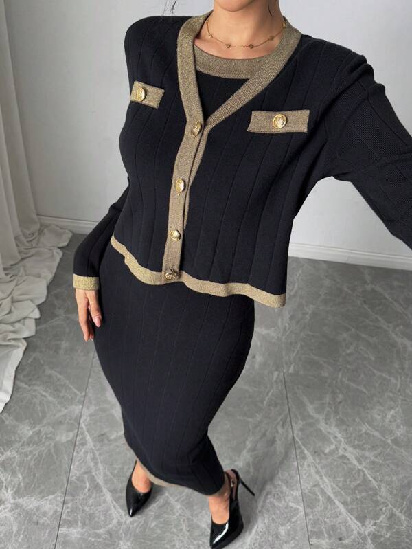 Modelyn Cardigan casual cu mânecă lungă pe un singur piept pentru femei, toamnă/iarnă