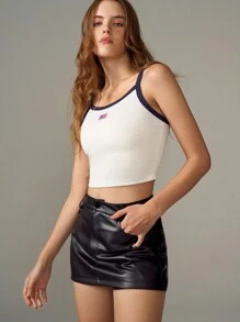 SHEIN EZwear Woman American Flag Print Contrast Trim Fitted Camisole Top