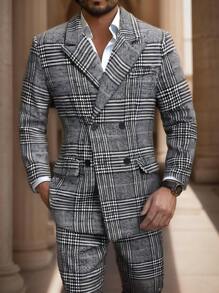 Manfinity Mode Men's Plus Size Casual Suit, Minimalist And Fashionable For Everyday Wear - Multicolor - View 3