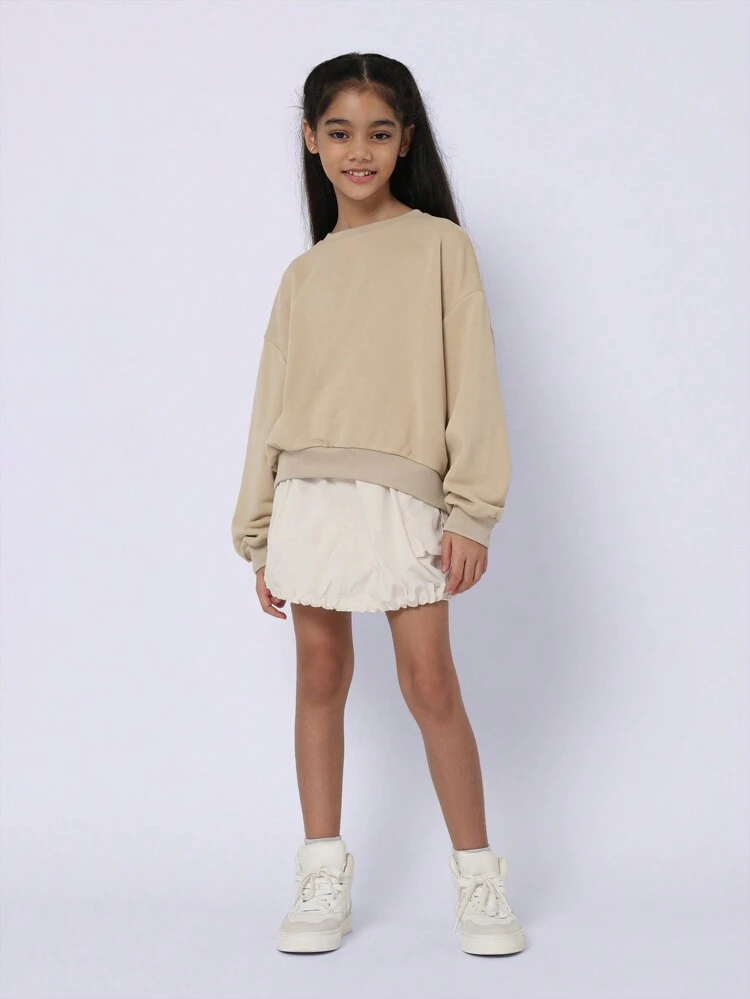 Boxy Sweatshirt With Ruched Mini Skirt