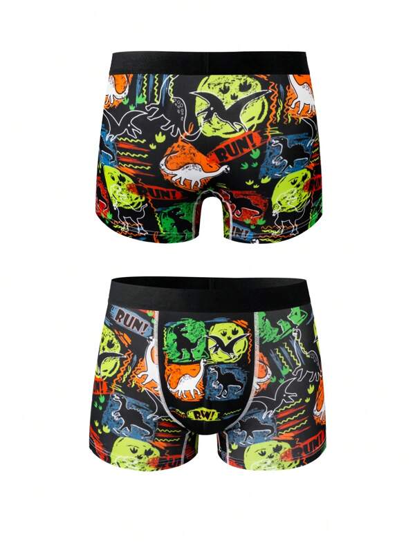 Boxers casuales de estampado digital de dinosaurios para adolescentes varones