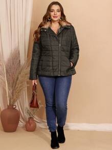 EMERY ROSE 大码休闲多用途仿毛领冬季夹克