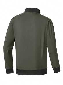 Manfinity Homme Chaqueta de béisbol casual con cuello de cremallera para hombre de talla grande, otoño - verde menta - Ver 2