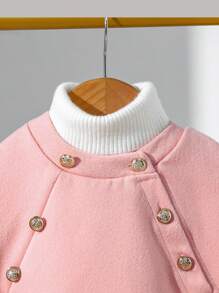 SHEIN Elladie kids 女婴甜美淑女时尚斗篷外套，秋冬 - 粉色 - 查看 7