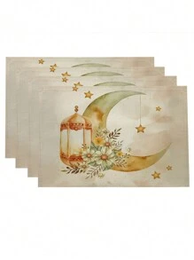 1/4/6 pièces Sets de table, Sets de table étoile lanterne pour le Ramadan, Sets de table saisonniers de printemps pour la célébration de l'Aïd al-Fitr, pour la maison et le restaurant