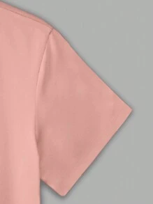 SHEIN LUNE Camiseta casual de manga corta y cuello redondo con estampado de patrón de línea abstracta de rostro para mujer