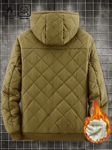 Manfinity Homme 1 件宽松男士拉链连帽绗缝保暖内衬夹克