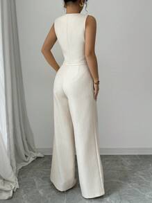 Elenzga Set de 2 piezas de chaleco de tweed para mujer, conjunto elegante de diseño regular con cremallera