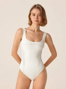 SHEIN Sports 简约纯色镂空无袖运动连体裤