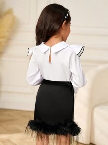 Set van 2: Croptop met lange mouwen en mesh-rok
