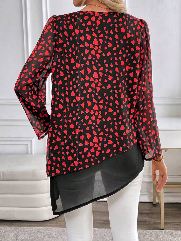 Valentines Clothes Women's Simple Fashionable Casual Long Sleeve Blouse, For Everyday Wear