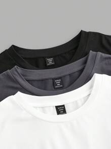 SHEIN EZwear 休闲修身多色大码 T 恤，多件装 - 彩色 - 查看 10