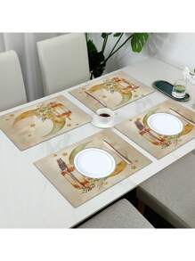 1/4/6 pièces Sets de table, Sets de table étoile lanterne pour le Ramadan, Sets de table saisonniers de printemps pour la célébration de l'Aïd al-Fitr, pour la maison et le restaurant
